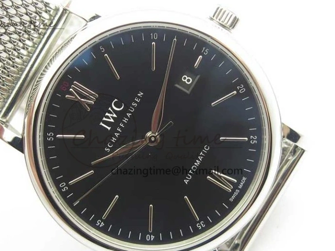 MIROTIME 0104 FastDry Portofino IW356501 SS V3 MK 1:1 Best Edition Black Dial On SS Mesh Bracelet MIYOTA 7195